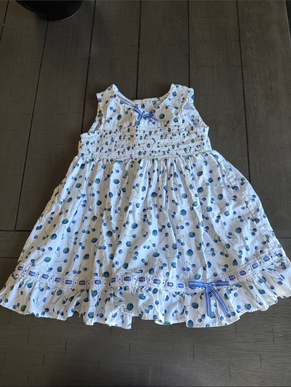 Blueberi Boulevard 18 Month White Dress with Blueberry Print